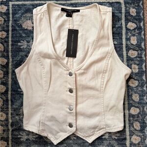 French Connection Cream Button-Down Vest Top